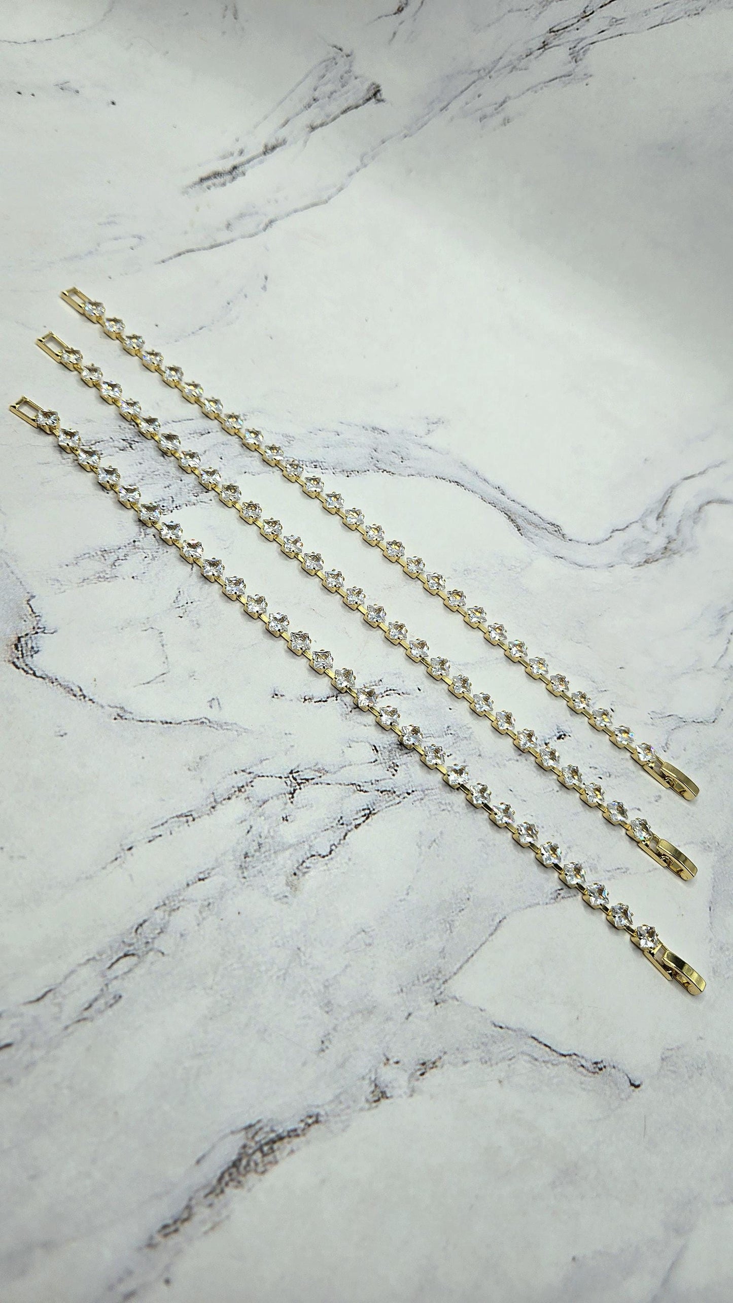 Golden Radiance Princess-Cut 18k gold plated tarnish resistant Tennis Bracelet