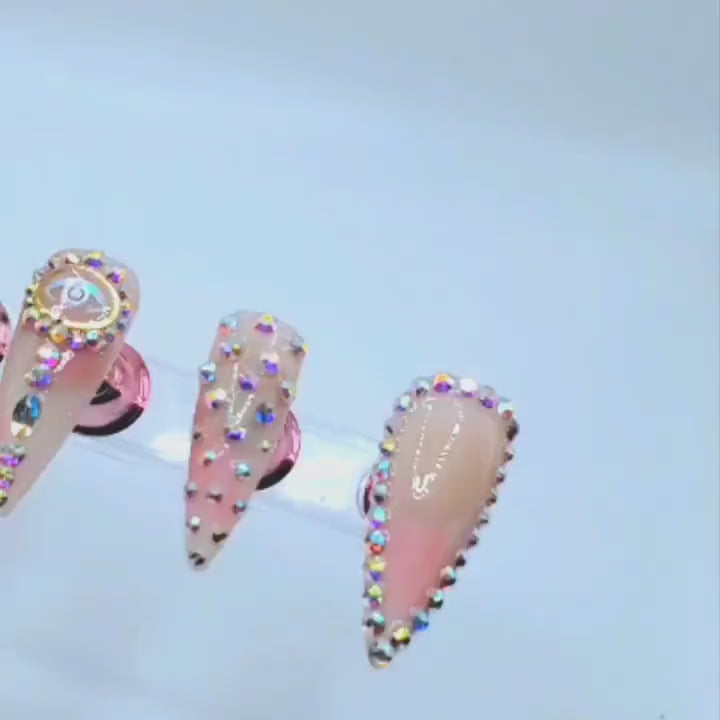 Evil eye bling press on nail set