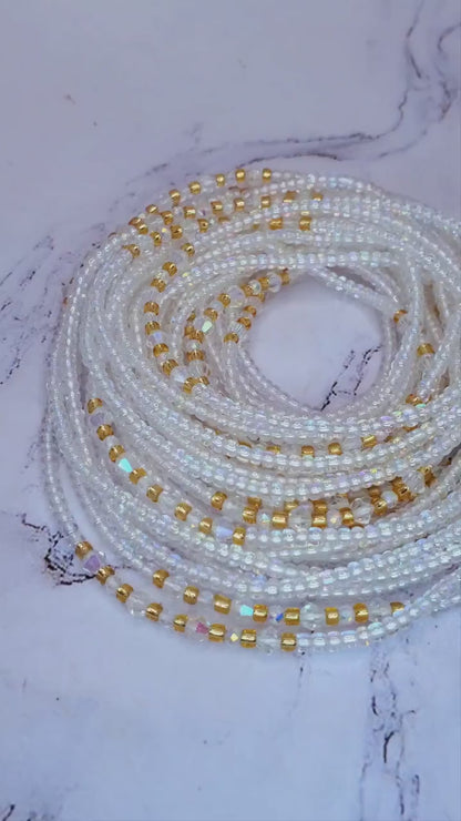 Iridescent tie on waist beads