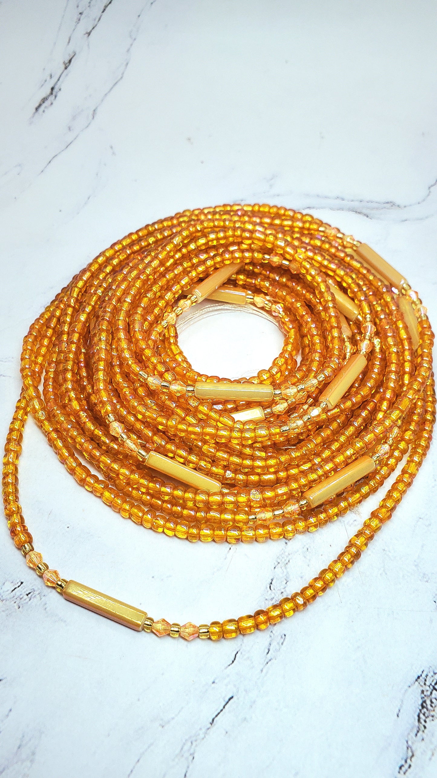 Orange tie on waist beads