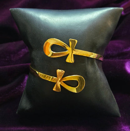 Ankh wrap stainless steel cuff bracelet