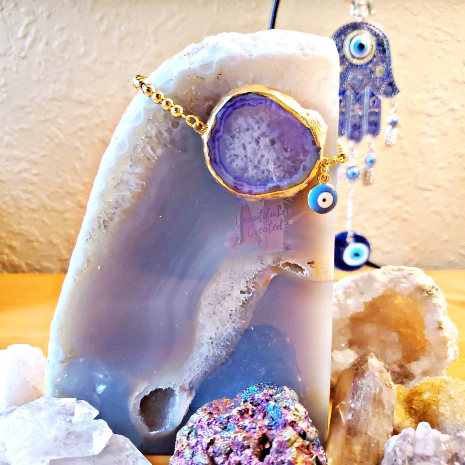 Evil eye agate bracelet