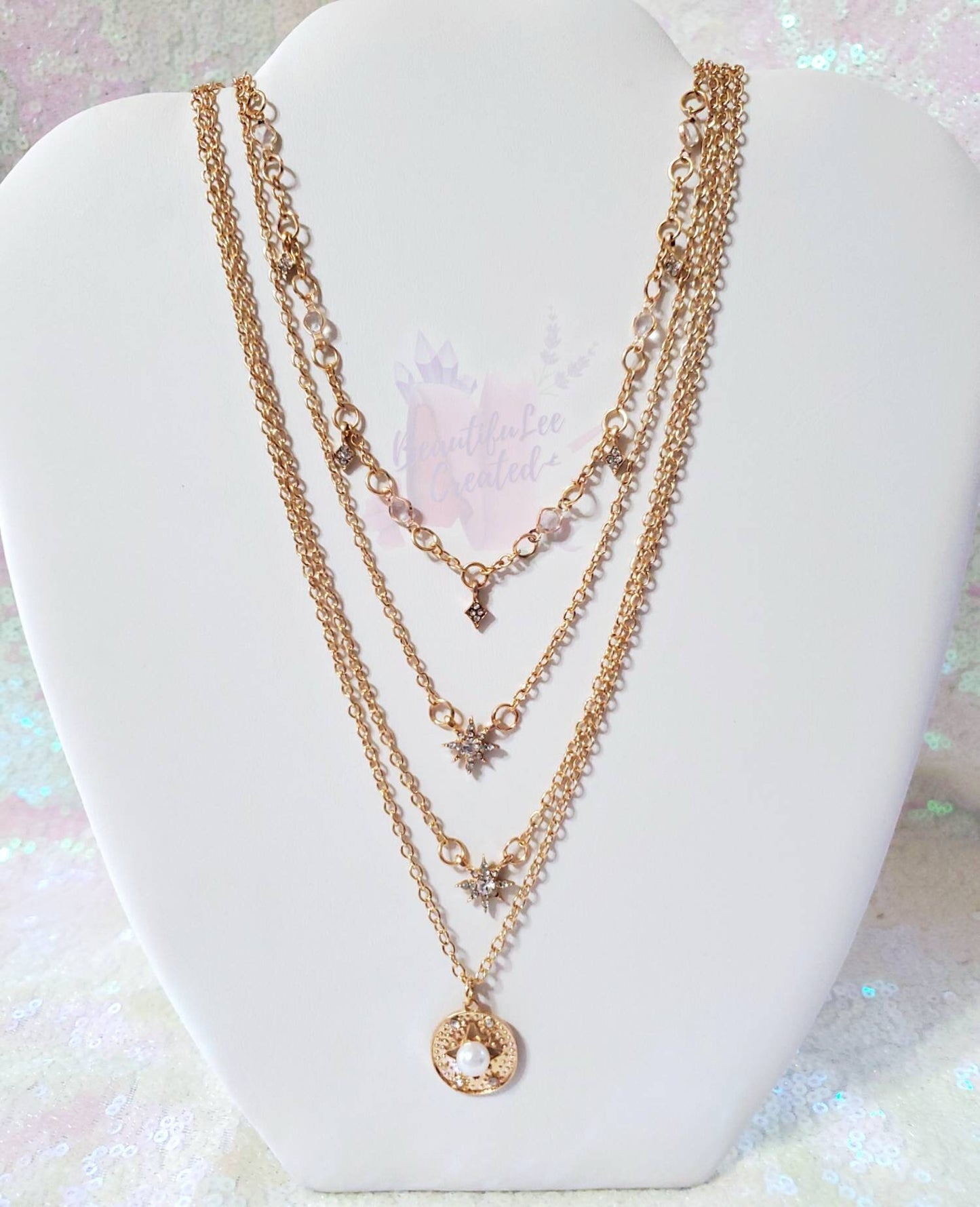 Celestial tiered layered necklace