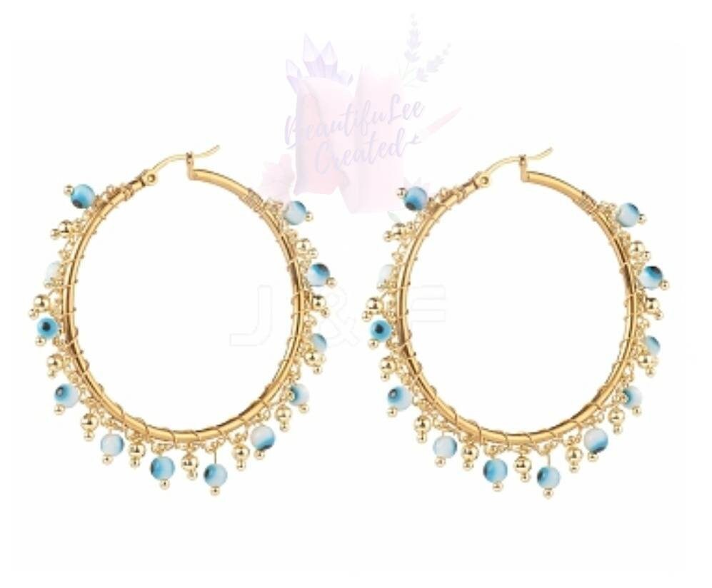 Evil eye hoop earrings