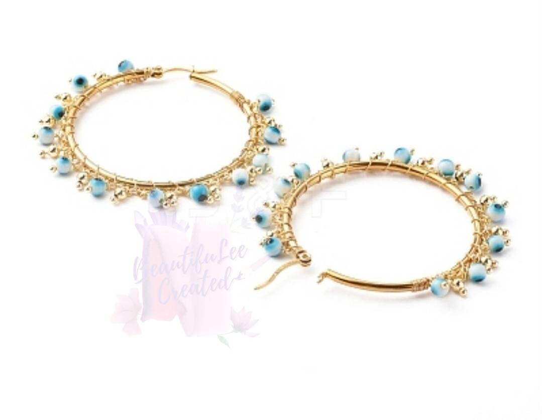 Evil eye hoop earrings