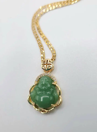 Green Jade Buddha necklace