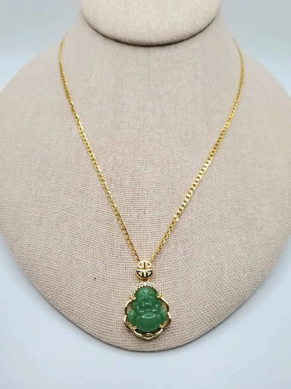 Green Jade Buddha necklace