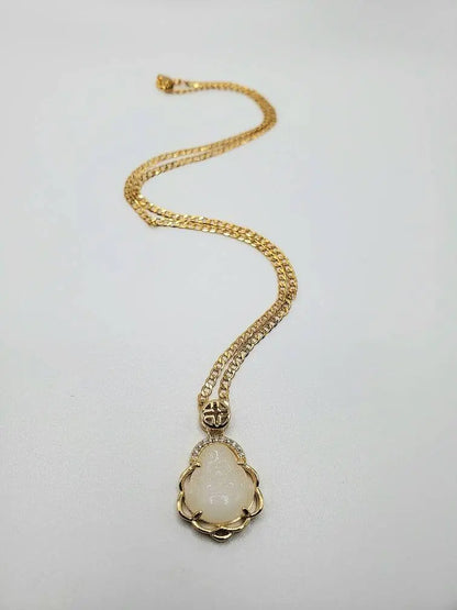 White jade Buddha necklace
