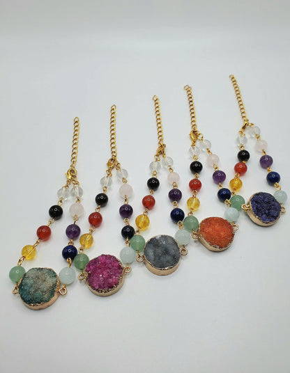 Druzy adjustable gemstone bracelet