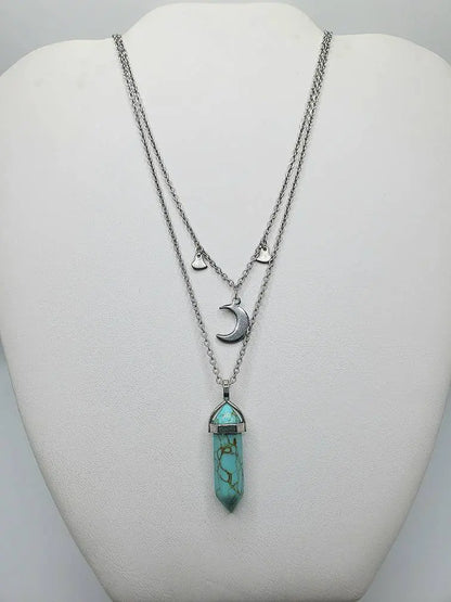 Turquoise moon tiered necklace