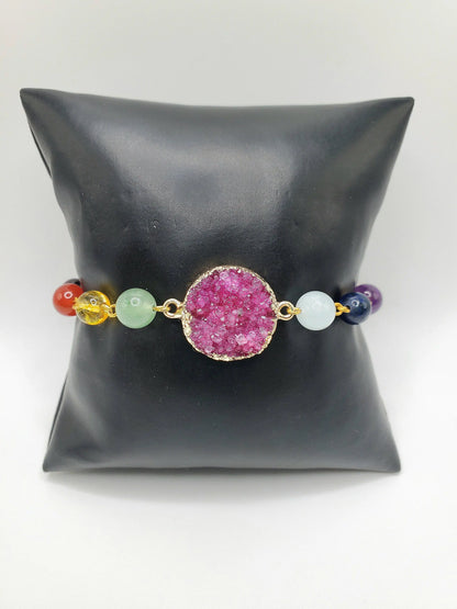 Druzy adjustable gemstone bracelet