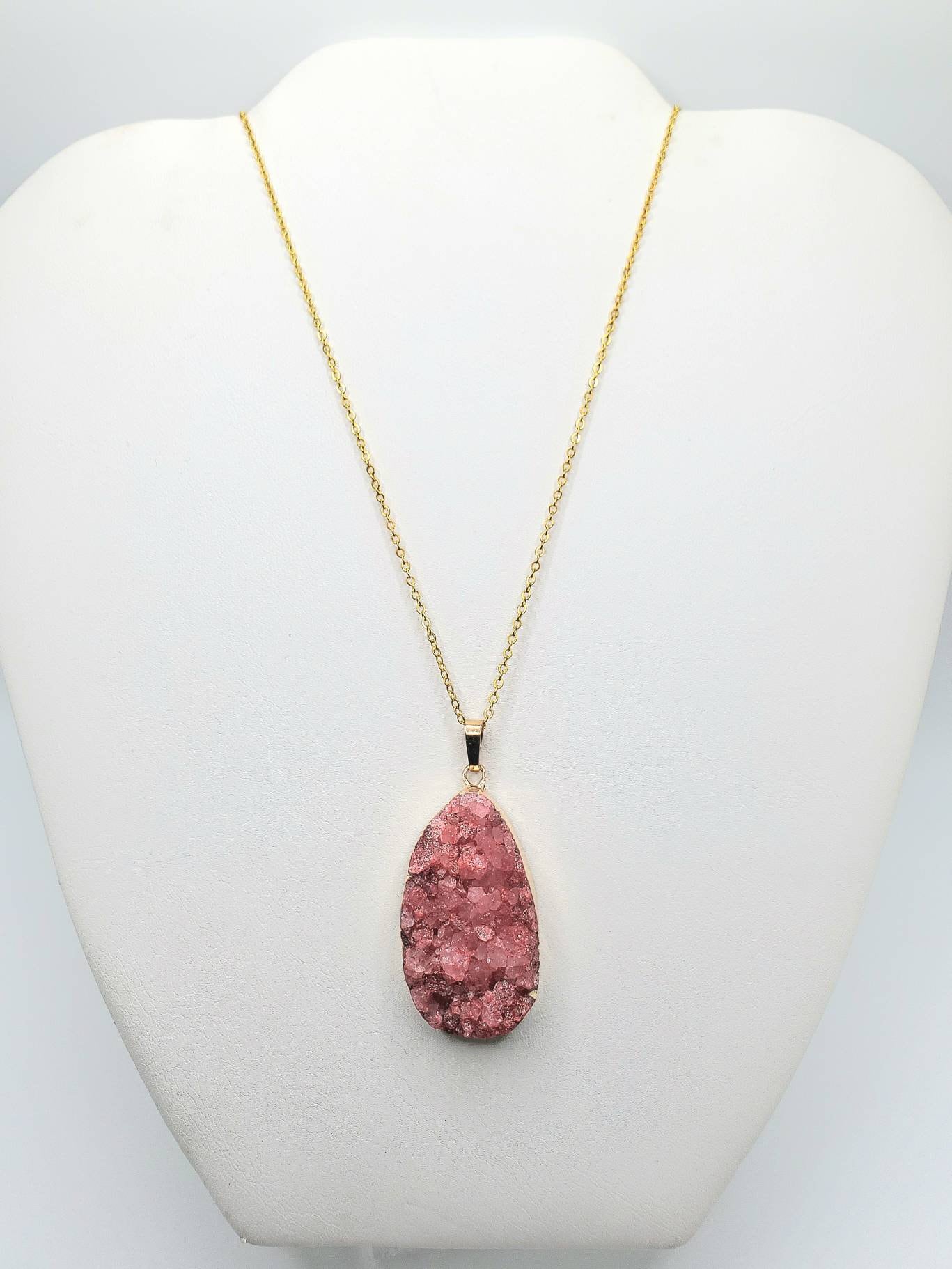 Red druzy agate necklace