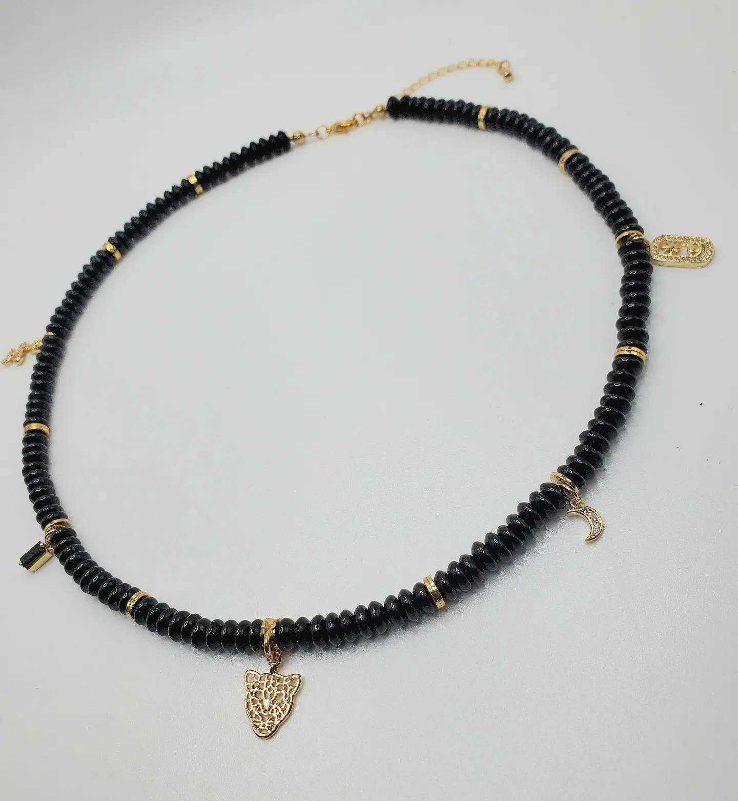 Black onyx strength and protection necklace