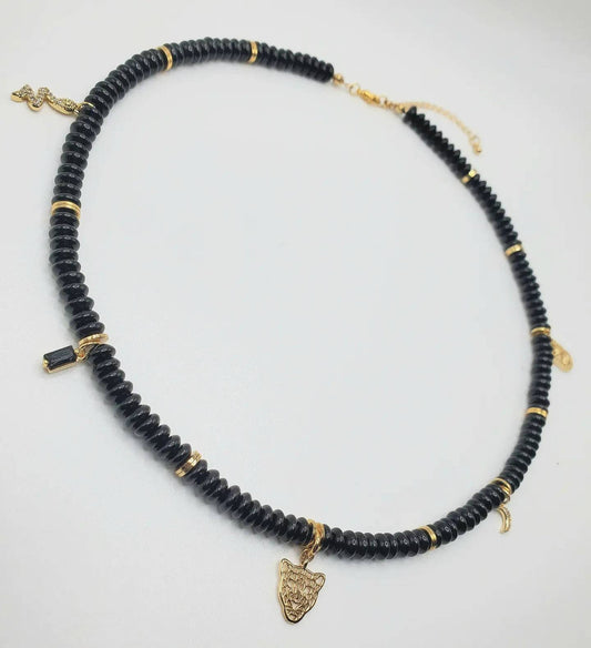 Black onyx strength and protection necklace