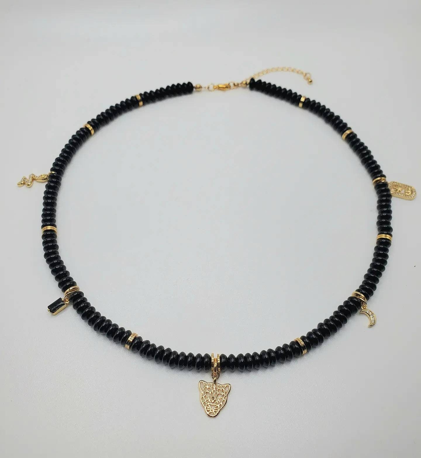 Black onyx strength and protection necklace