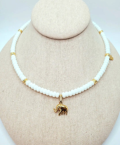 Elephant hamsa adjustable choker necklace