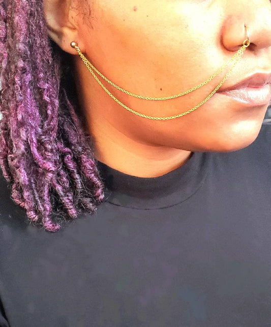 Double up nose ring chain