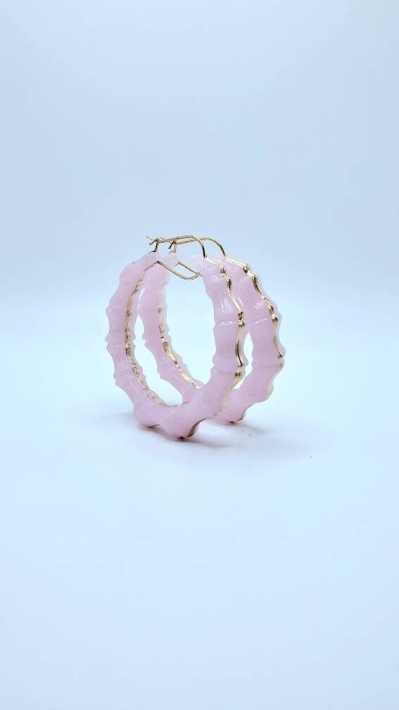 Jade inspired bamboo hoop earrings