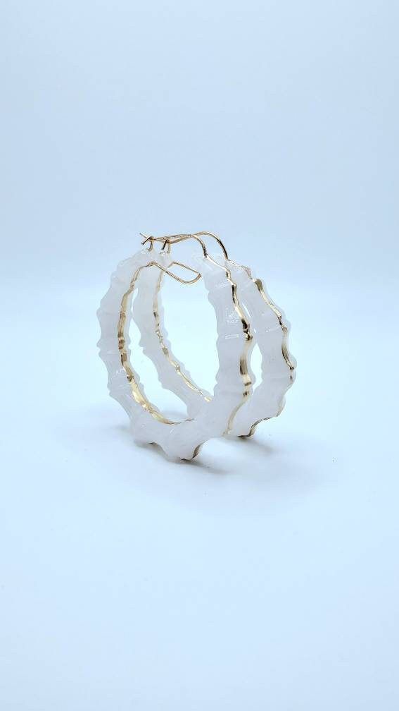 Jade inspired bamboo hoop earrings