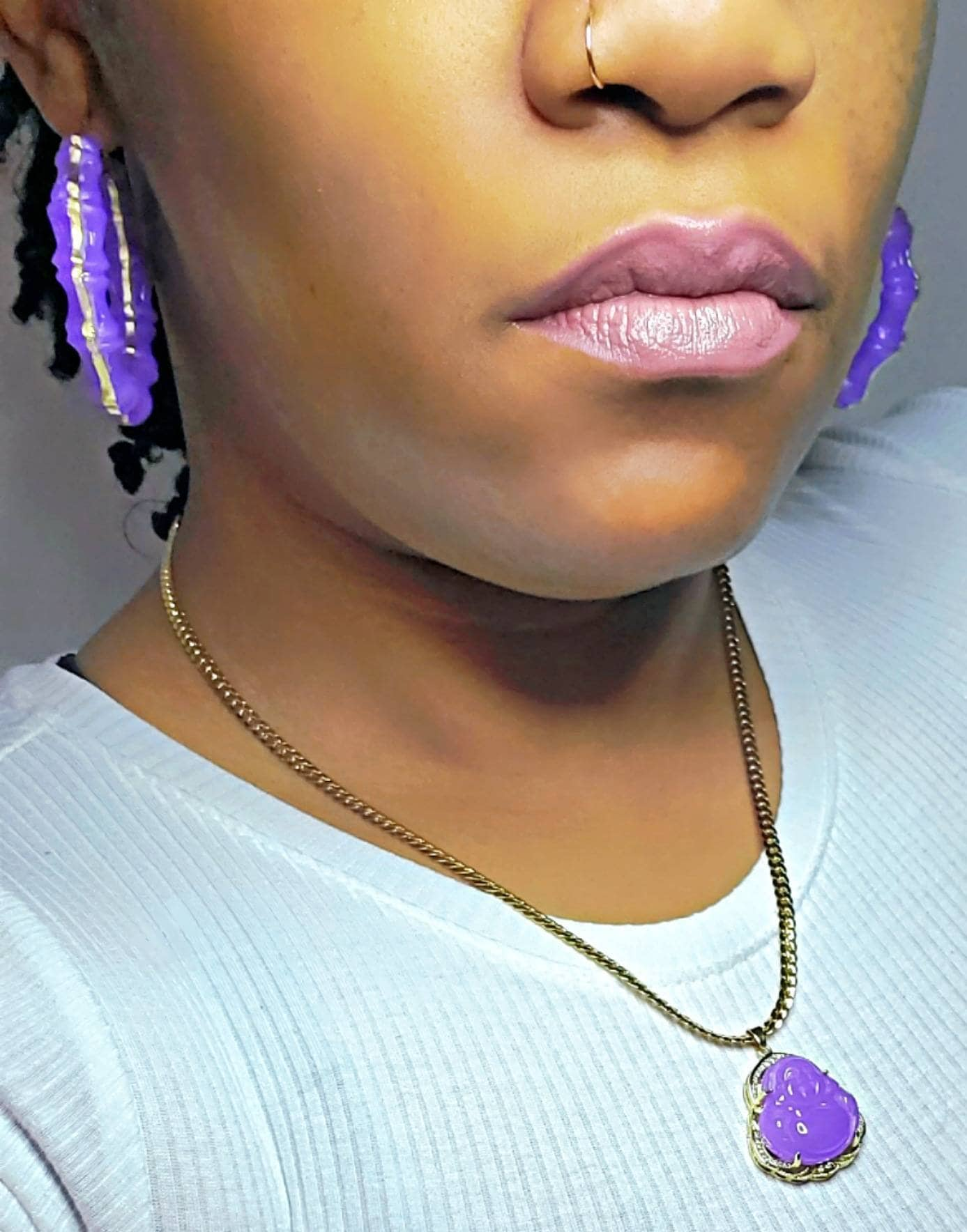 Lavender bamboo earrings